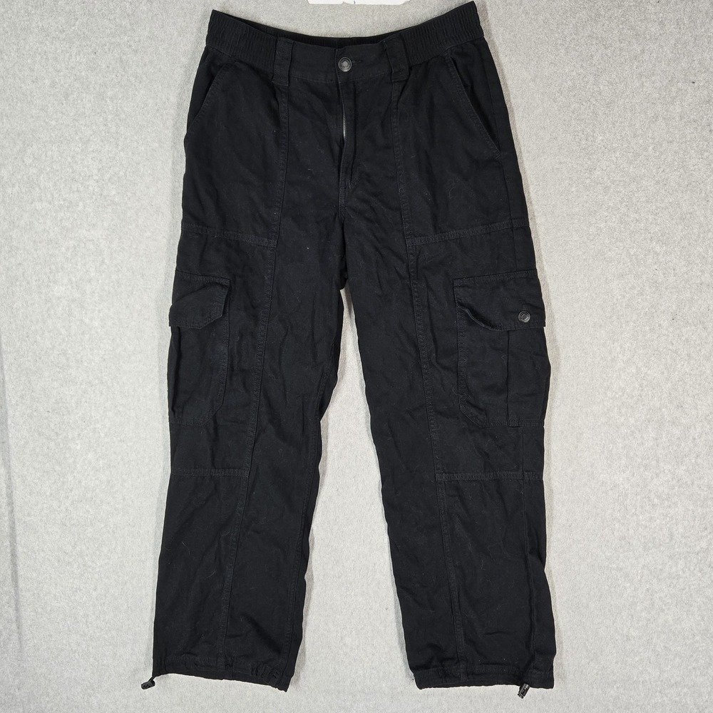 Aeropostale Women Pants M Black Cargo Utility 28" Inseam Y2K Grunge Skater Baggy